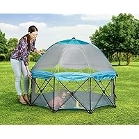 Regalo My Play Deluxe Extra Large Portable Play Yard Indoor and Outdoor, Bonus Kit, Includes a Full Canopy, Washable, Teal, 8-Panel