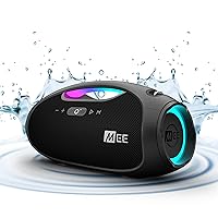 MEE audio partySPKR Bluetooth Wireless Speaker with Dynamic LED Lighting, 2 Subwoofers for Powerful Sound, Party Mode for Connecting 100+; Large Yet Portable for Indoor & Outdoor Use (Black)