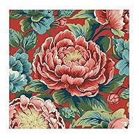 Chinoiserie Red Peony Floral Bottles Home Decor Wall Sticker Murals Grand Millennial Wildflowers Self-Adhesive Wall Stickers for Dorm Kids Room Party Trucks Vinyl 28in