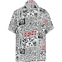LA LEELA Mens Hawaiian Shirts Short Sleeve Button Down Shirt Floral Shirt Men Casual Vacation Summer Party Caribbean Shirts for Men Funny XL Hawaii, Black