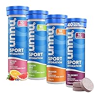 Nuun Hydration Rest and Sport Electrolyte Tablets, Lemon Chamomile, BlackBerry Vanilla, Mixed Citrus Berry, 4 Packs (40 Servings) Bundle