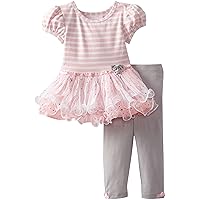 Bonnie Baby Baby Girls' Stripe Bodice with Mesh Tutu Skirt and Leggings