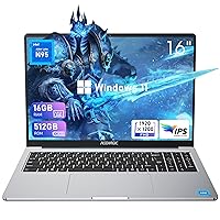 16 inch Laptop Computer, Windows 11 Laptop with IntelN95 Processor, 16GB DDR4 512GB SSD, Metal Shell, FHD 1920 * 1200P, WiFi, BT5.0, Type_C,38Wh Battery