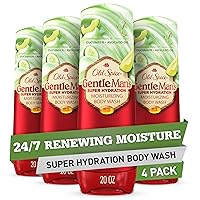 Super Hydration Body Wash GentleMan’s Blend Cucumber + Avocado Oil for Deep Cleaning and 24/7 Renewing Moisture // Comfort dry skin even after rinsing, 20 oz (Pack of 4)
