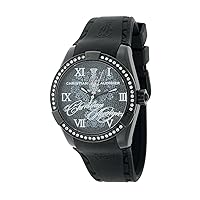Christian Audigier Unisex INT-311 Intensity Midnight Blossom Ion-Plating Black Watch