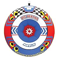 Big Bertha Towable 1-4 Rider Tube for Boating and Water Sports, Kwik-Connect Tow, Double-Stiched Partial Nylon Cover & Patented Speed Safety Valve for Easy Inflating & Deflating