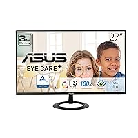 ASUS 24” (23.8-inch viewable) Eye Care Monitor (VZ24EHF) - IPS, Full HD (1920 x 1080), Frameless, 100Hz, Adaptive-Sync, 1ms, HDMI, Low Blue Light, Flicker Free, Ultra-Slim Profile, 3 Year Warranty