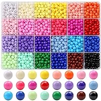 1440Pcs 6mm Candy Color Acrylic Round Beads, 24 Colors Assorted Plastic Bubble Gum Beads with Hole Loose Beads Bulk for Bracelets Necklace Jewelry Making DIY Crafts