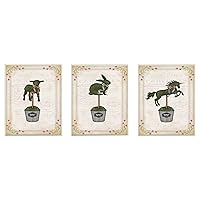 Stupell Home Décor English Garden Topiary Animals 3pc Wall Plaque Art Set, 10 x 0.5 x 15, Proudly Made in USA