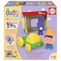 Educa Kiubis - 3D Blocks and Stories - 8 Piece Set - The Little Donkey's Stable - Ages 18 Months+