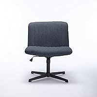 Criss Cross Desk Chair No Wheels, Fabric Padded Armless Wide Seat, Office Chair with Ergonomic Backrest, Chair for Office, Home, Make Up,Small Space, Bed Room