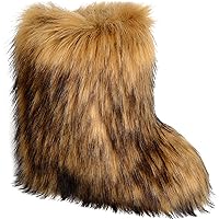 Valpeak Snow Boots for Women 2023 Furry Boots Winter Knee High Flat Heel Fluffy Faux Fur Boots