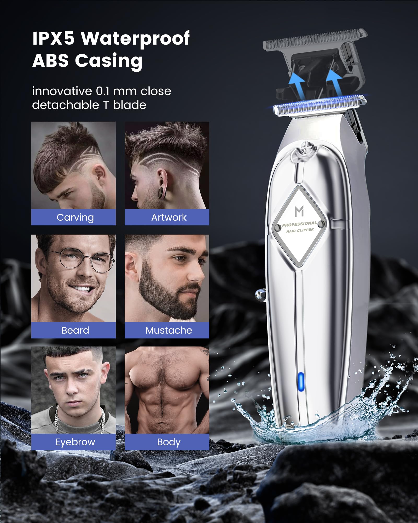 Limural Professional Hair Clippers and Trimmer Kit for Men - Cordless Barber Clipper + T Blade Outliner, Complete Hair Cutting Kits with 13 Premium Guards, LED Display, Taper Lever & 5 Hrs Runtime