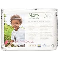 Naty by Nature Babycare Eco-Friendly Premium Disposable Diapers for Sensitive Skin, Size 3, 4 packs of 31 (124 Count) (Chemical, chlorine, perfume free)