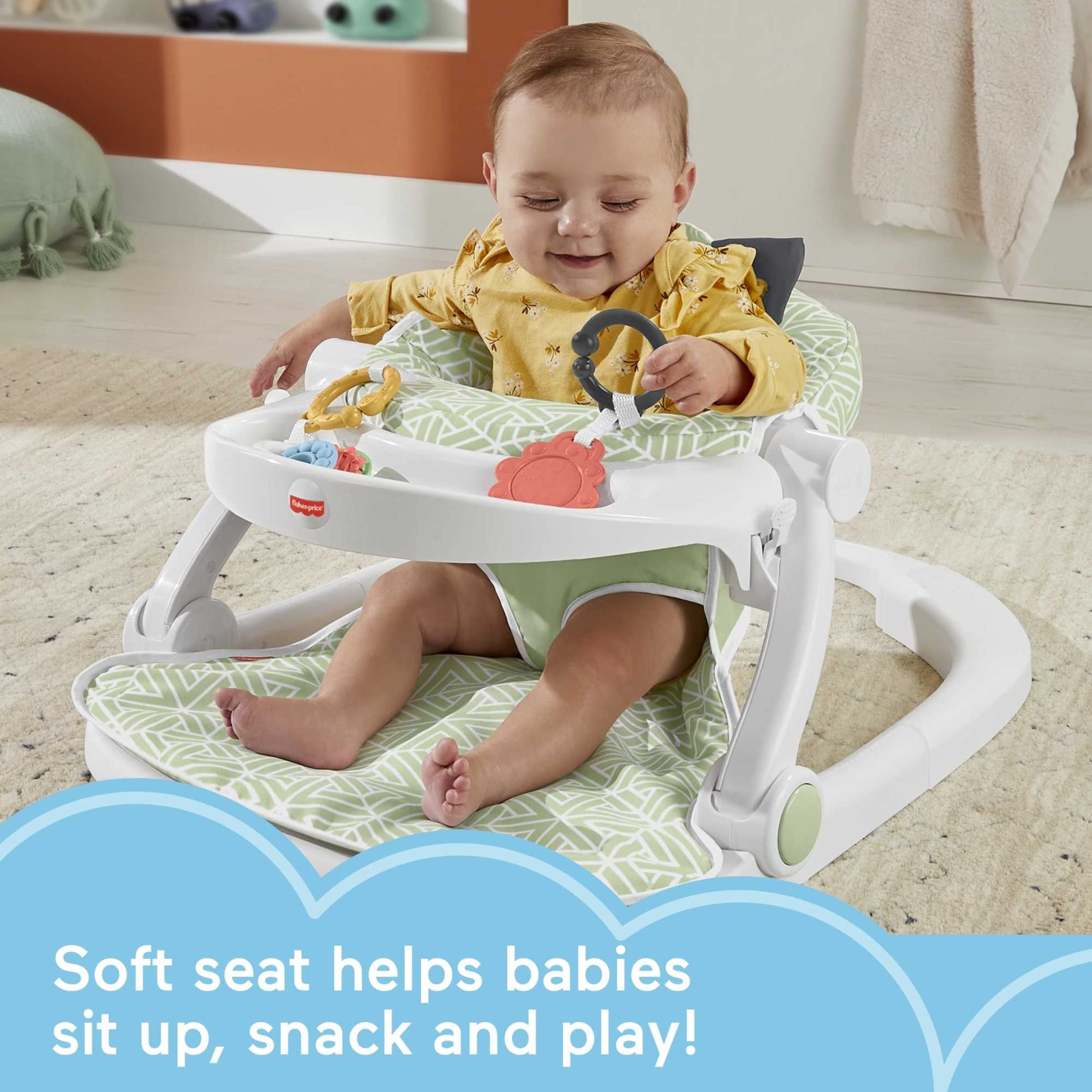 Fisher-Price Portable Baby Chair Sit-Me-Up Floor Seat with Snack Tray and Developmental Toys, Puppy Perfection [Amazon Exclusive]