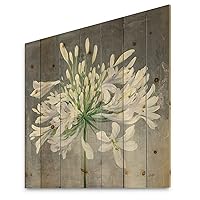 Flower Cleome Splash I Traditional Wood Wall Decor, White Wood Wall Art, Large Cottage Wood Wall Panels Printed On Natural Pine Wood Art