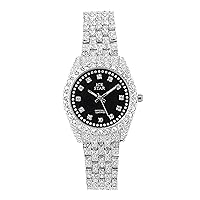 Techno Pave Women's Iced Out 32mm Sleek Diamond Dial Watch