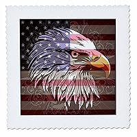 3dRose qs_116181_4 Ornate Patriotic Bald Eagle and USA American Flag Pride Great for Fourth of July Independence Day Quilt Square, 12 by 12-Inch