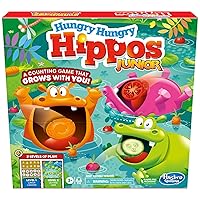 Hasbro Gaming Hungry Hungry Hippos Junior Board Game | 2-in-1 Game for Preschoolers and Kids | Ages 3 and Up | 2 to 4 Players | Counting and Numbers Games