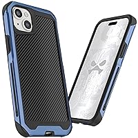 Ghostek Atomic Slim iPhone 15 Plus Case, Compatible with MagSafe Accessories, Aluminum Metal Bumper, Heavy Duty Protection Cover (6.7 Inch, Aramid Blue)