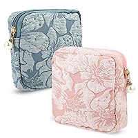 Menstrual Period Bag 2Pcs Sanitary Napkin Storage Bag Tampon Bag with Zipper Sanitary Pads Pouches First Period Kit for Teen Girls Women Ladies Gift