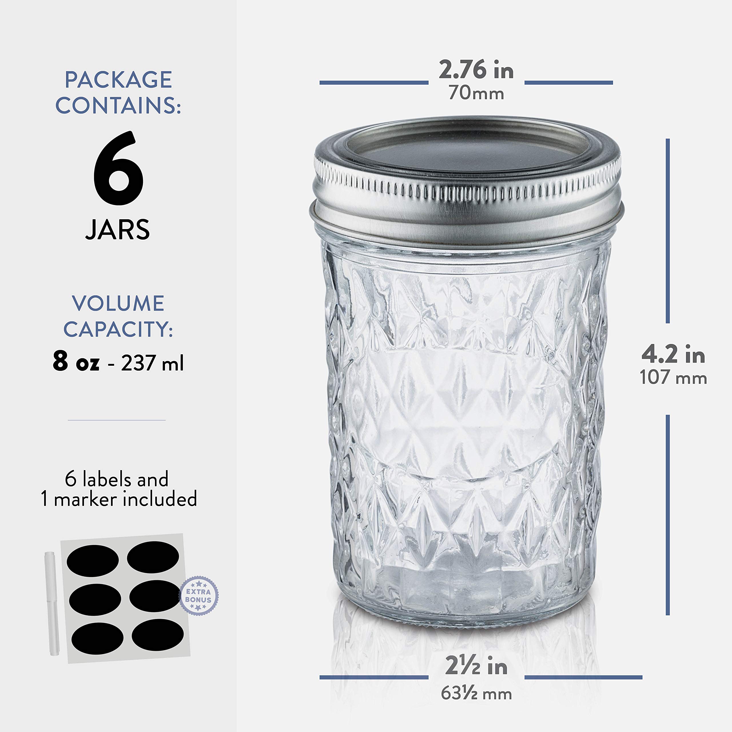 Mua Paksh Novelty Mason Jars - Food Storage Container - 6-Pack ...