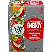 V8 SPARKLING +ENERGY Strawberry Kiwi Energy Drink, 11.5 fl oz Can (Pack of 4)