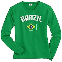Threadrock Women's Brazil Brazilian Flag Long Sleeve T-Shirt