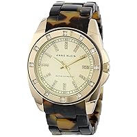Anne Klein Women's 10/9988CHTO Premium Crystal Accented Gold-Tone Tortoise Resin Bracelet Watch