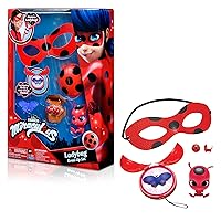 Miraculous girls female Ladybug Dress Up Set with Yoyo, Color Change Akuma, Tikki kwami, mask and Earrings by Playmates Toys For 4+ Years With Action Figure