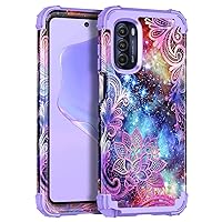 Rancase Compatible with Moto G Stylus 2022 5G/4G Case,Three Layer Heavy Duty Shockproof Protection Hard Plastic Bumper +Soft Silicone Rubber Case for Motorola G Stylus 2022,Purple Mandala