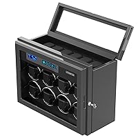 Watch Winder for Automatic Watches, Carbon Fibre Shell with High-Gloss Lacquer, Upgraded Adjustable Watch Pillows Fit for Universal Lady and Men's Watch, Built-in Illumination