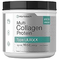 Multi Collagen Protein Powder 16 oz | Type I, II, III, V, X | Hydrolyzed Collagen Peptide Powder | Keto & Paleo Friendly | Unflavored & Gluten Free | by Horbaach