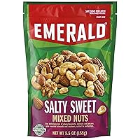 Emerald Nuts Salty Sweet Mixed Nuts (1-Pack), Features Kettle Glazed Peanuts, Almonds, Cashews, Kettle Glazed Walnuts, Kettle Glazed Pecans, 5.5oz Resealable Bag