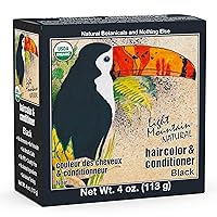 Light Mountain Henna Hair Color & Conditioner - Black Hair Dye for Men/Women, Organic Henna Leaf Powder and Botanicals, Chemical-Free, Semi-Permanent Hair Color, 4 Oz