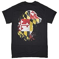 Men's Officially Licensed Maryland Flag with Labrador Retriever Design T-Shirt