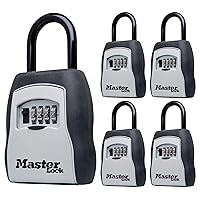 Master Lock Key Lock Box, Outdoor Lock Box for House Keys, Key Safe with Combination Lock, 5 Key Capacity, 5 Pack, 5400EC5, Black