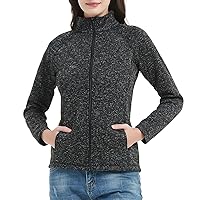 Women's Sweater Fleece Jacket Zip-up Sweater Lightweight Speckled Jacket with Pockets