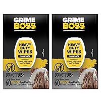 Grime Boss Heavy Duty Wipes (2 X 60Ct) Wet Wipes Used for Hands, Equipment, Tools, Garden, Automotive Easily Removes Oil, Grease, Paint and Dirt