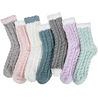 6-7 Pairs Womens Winter Fuzzy Socks Cozy Fluffy Socks Warm Fuzzy Christmas Socks for Women Gifts