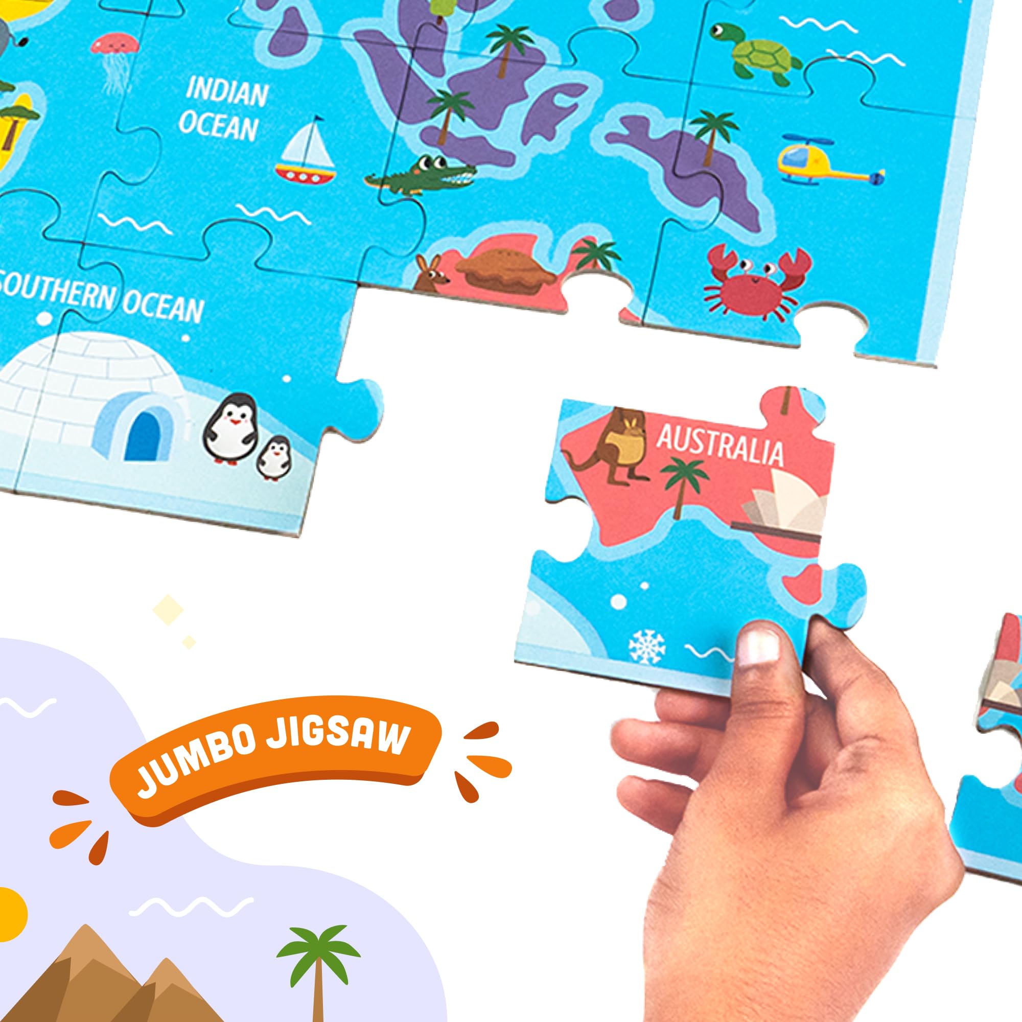 World Map Jigsaw Puzzle for Toddlers | Where is it? Wonderful World - LoveDabble | Flashcards for Kids | Search & Find Puzzles for Kids | for Ages 3 4 5 | Birthday Gifts for Boys and Girls