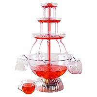 Drink Dispenser - 3-Tier Punch Bowl Drink Fountain - 1.5GAL Punch Tower with Lighted Base and 5 Reusable Cups for Juice by Great Northern Party
