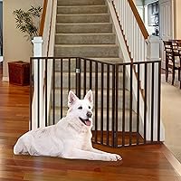 Indoor Pet Gate - 3-Panel Folding Dog Gate for Stairs or Doorways - 54x32-Inch Tall Freestanding Pet Fence for Cats and Dogs by PETMAKER (Brown)