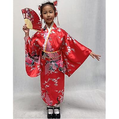 Elibelle Japanese traditional dress kimono robe for kids girls costume
