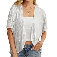 Women's Sequin Sparkle Lightweight Cardigan Casual Party Clubwear Cover Up Glitter Sequin Cardigan