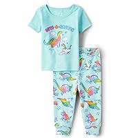 The Children's Place Baby Girls' and Toddler Short Sleeve Top and Pants Snug Fit 100% Cotton 2 Piece Pajama Set
