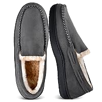 Mens Slippers with Cozy Memory Foam,Warm Moccasin Slippers for Men,Non-Slip Indoor House Shoes Black Size 12
