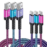 C Charger Cable Car Fast Charging Extension Power Cord Phone Android Type C 10FT/6FT/3FT Compatible for iPhone 15 Pro Max,15 Plus, 15+,Galaxy A54 A14 A53 A13 S22+ S23 Ultra S21 S20 FE Pixel 8 7 XL