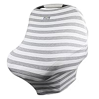 Itzy Ritzy 4-in-1 Nursing Cover, Car Seat Cover, Shopping Cart Cover and Infinity Scarf – Breathable, Multi-Use Mom Boss Breastfeeding Cover, Car Seat Canopy, Cart Cover & Scarf, Heather Gray Stripe