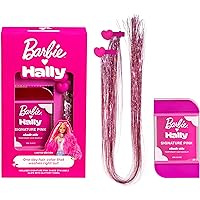 Barbie x Hally Temporary Hair Color for Kids | Includes Signature Pink Shade Stix + Tinsel Clips | One-Day Washable Hair Color | Safe Alternative to Spray Paint, Chalk, Wax, Gel | Hair Makeup for Girls